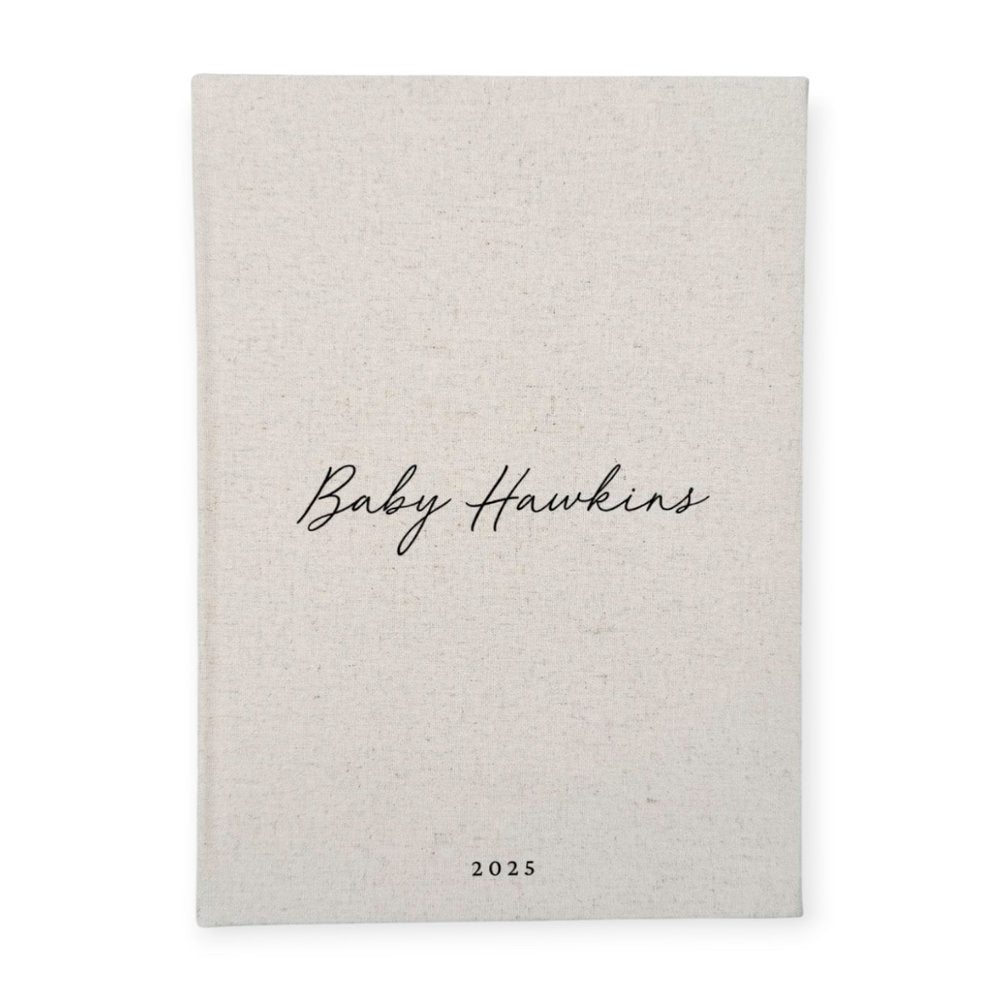 Elegant Baby Shower Guest Book A4 Sand Linen Design