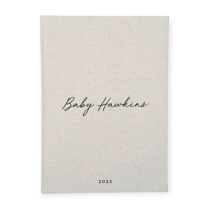 Elegant Baby Shower Guest Book A4 Sand Linen Design