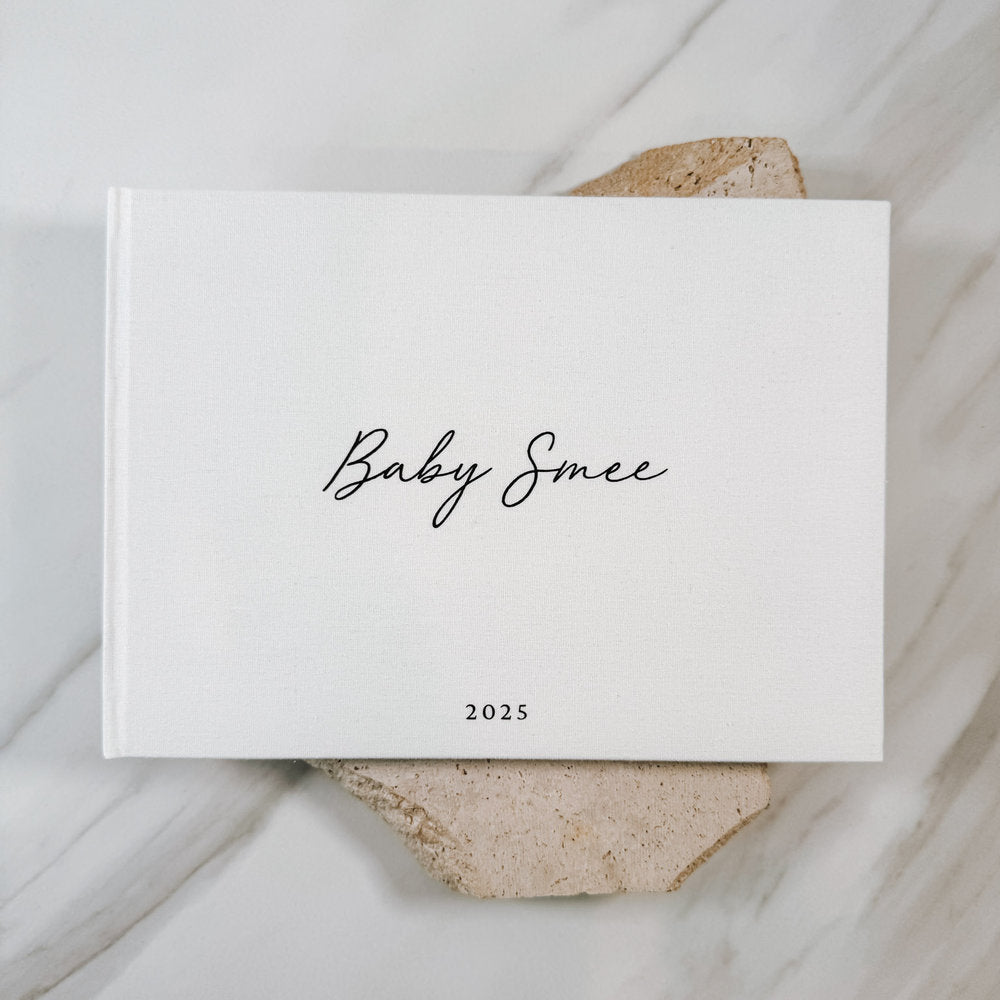 Baby Shower Guest Book with Ivory Linen Cover