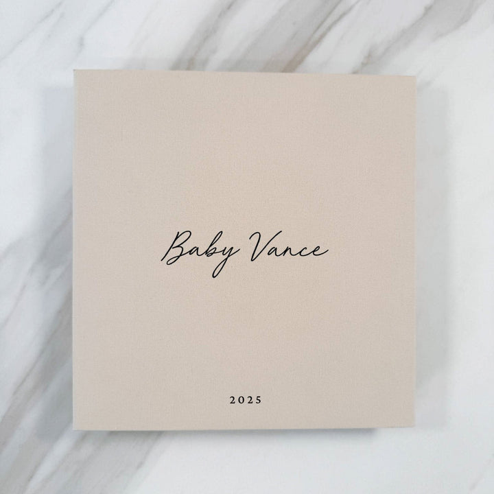 Personalised Baby Shower Photo Album Self-Adhesive Almond Linen