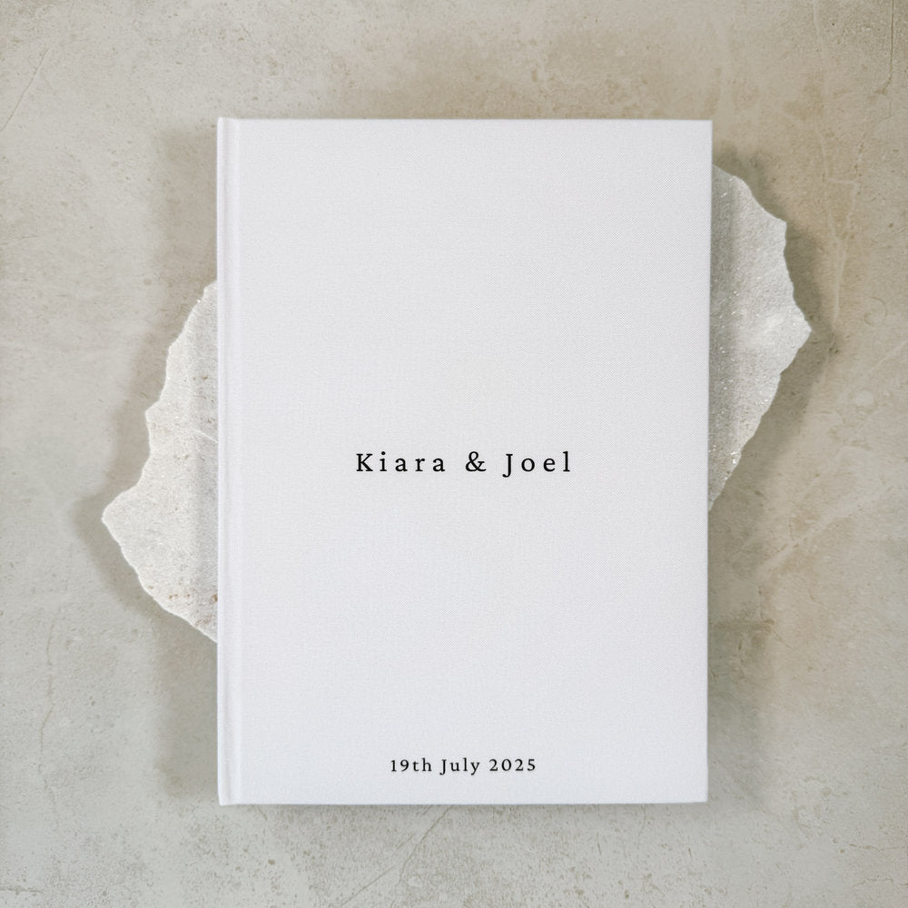 Custom Wedding Guest Book - Linen Portrait D05