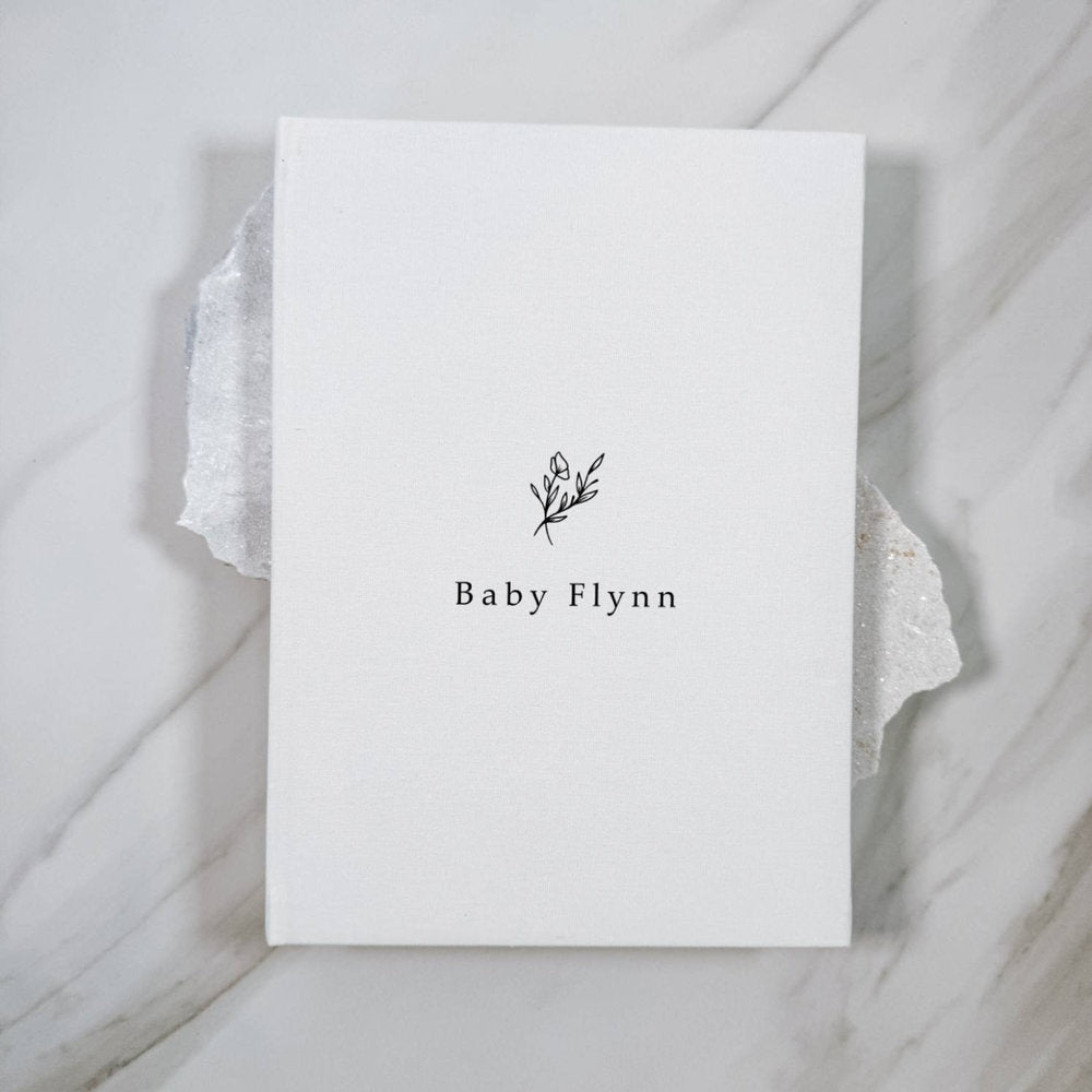 Elegant Baby Shower Guest Book A4 Ivory Linen Design