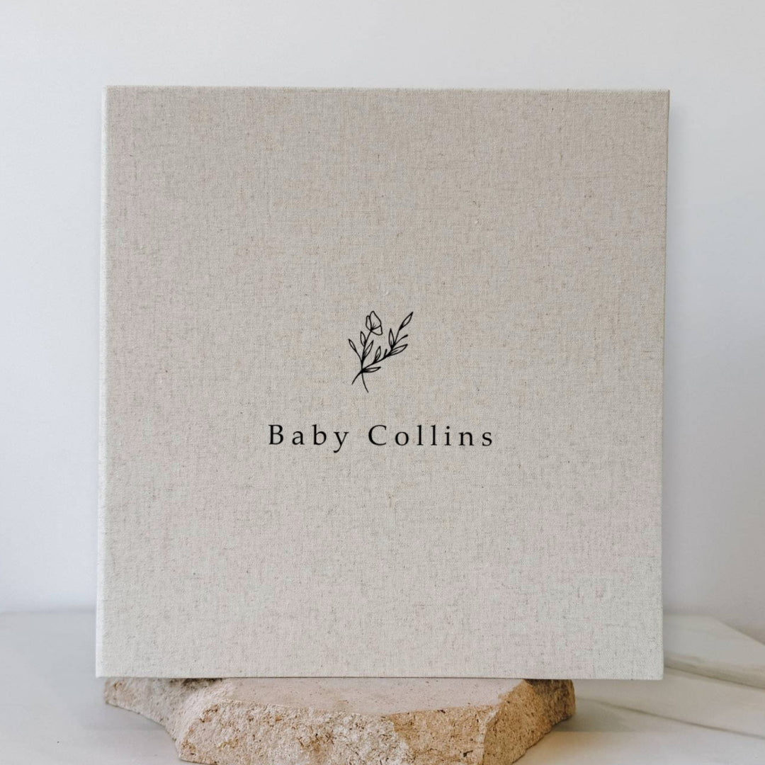 Timeless Baby Shower Photo Album Self-Adhesive Almond Linen