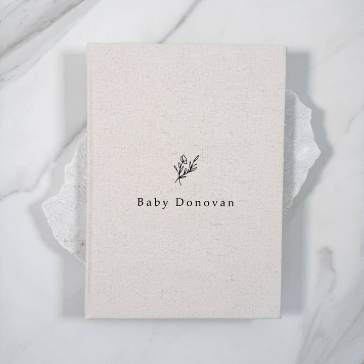 Elegant Baby Shower Guest Book A4 Sand Linen Design