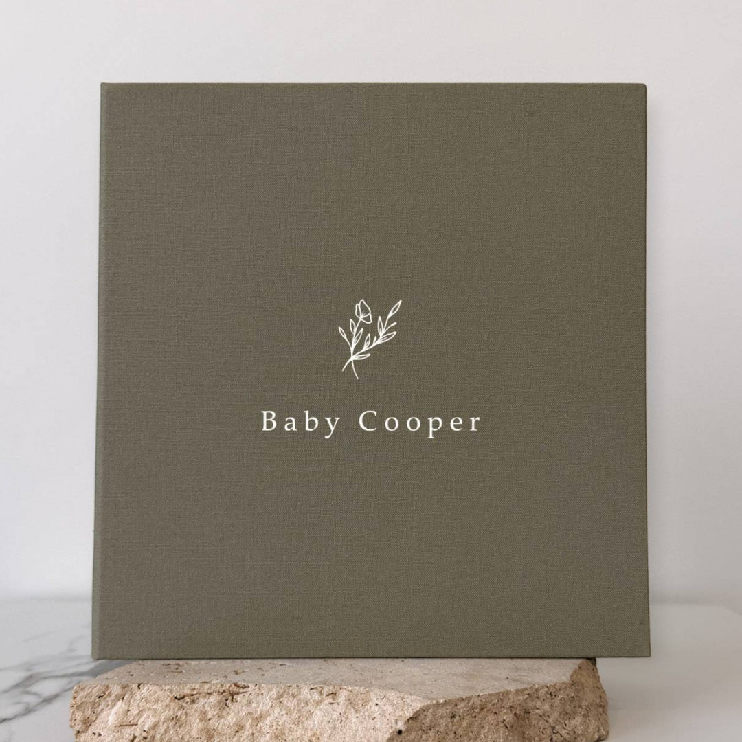 Timeless Baby Shower Photo Album Self-Adhesive Almond Linen