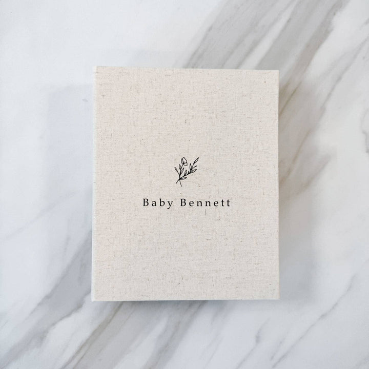 Timeless Baby Shower Photo Album Linen Design Sand