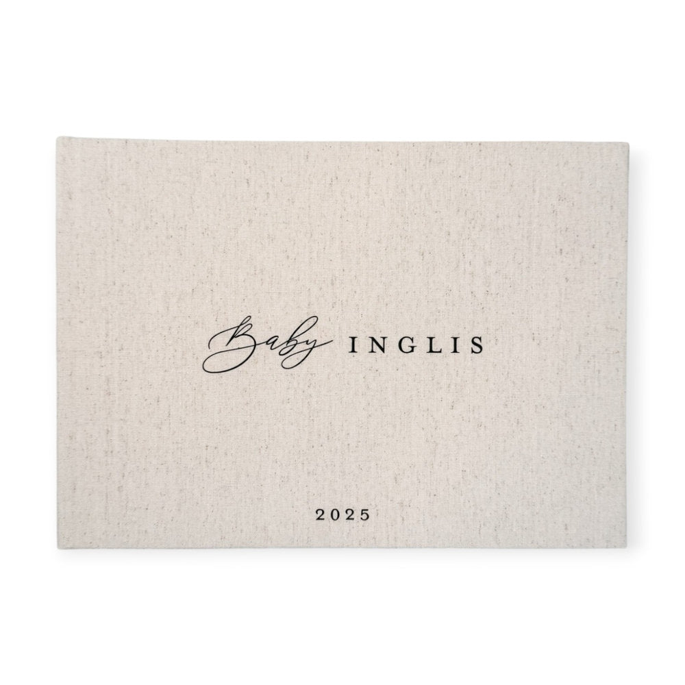Rustic Baby Shower Guest Book A4 Sand Linen Keepsake