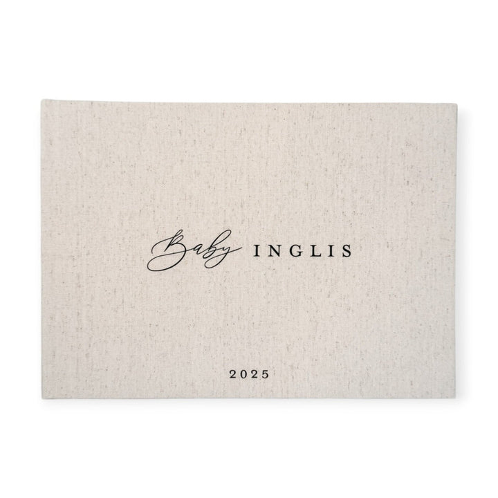 Rustic Baby Shower Guest Book A4 Sand Linen Keepsake