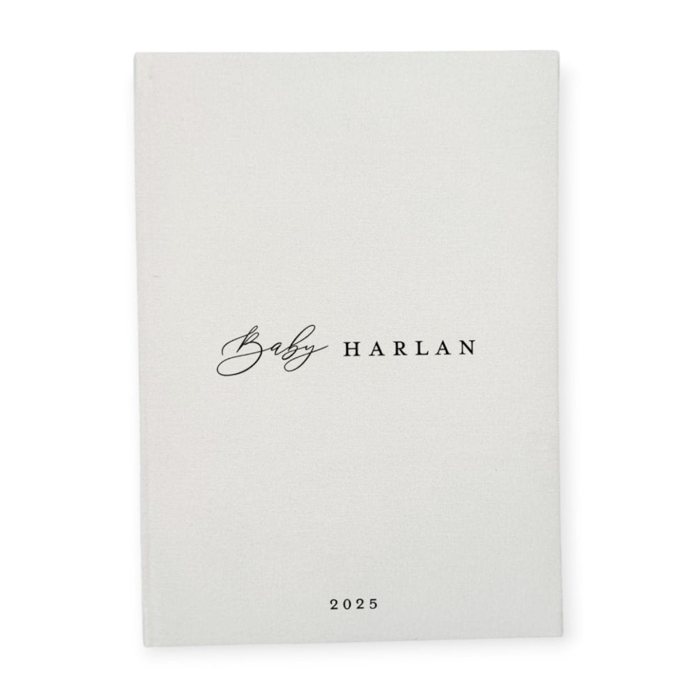 Rustic Baby Shower Guest Book Ivory Linen Binding