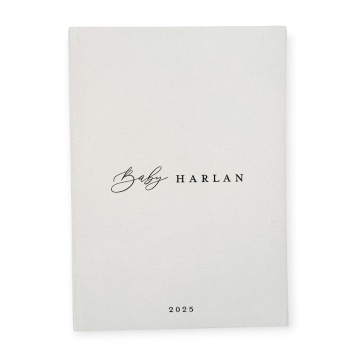 Rustic Baby Shower Guest Book Ivory Linen Binding