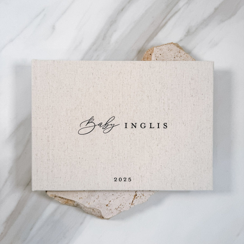 Rustic Baby Shower Guest Book A4 Sand Linen Keepsake