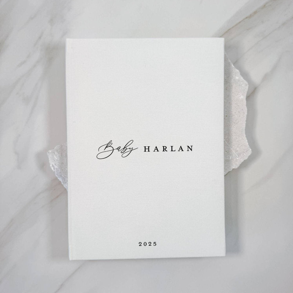 Rustic Baby Shower Guest Book Ivory Linen Binding