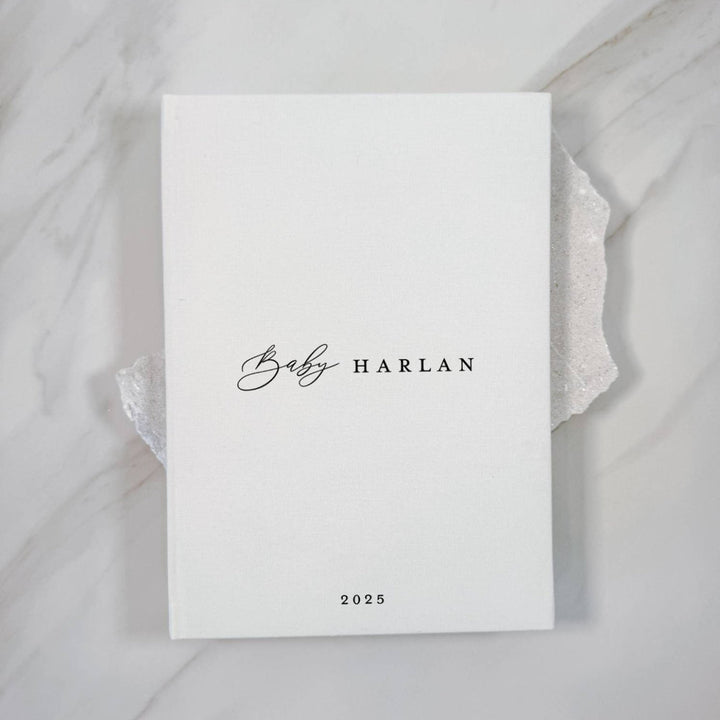 Rustic Baby Shower Guest Book Ivory Linen Binding