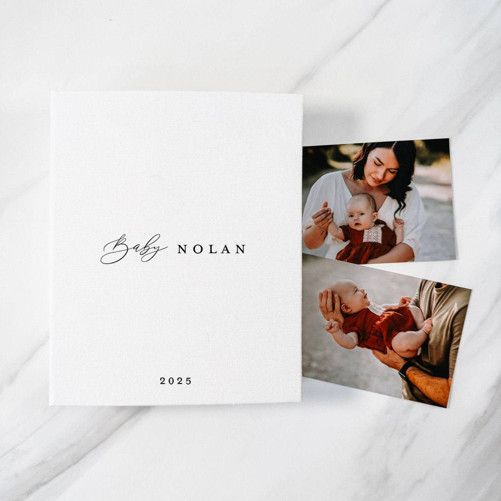 Elegant Baby Shower Photo Album Linen Finish Ivory