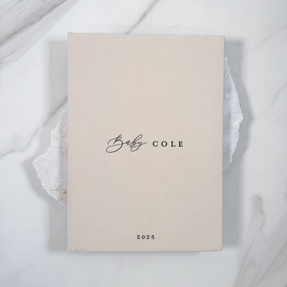 Rustic Baby Shower Guest Book Almond Linen Binding