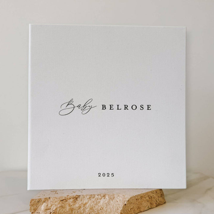 Elegant Baby Shower Photo Album Self-Adhesive Pages Sage Linen