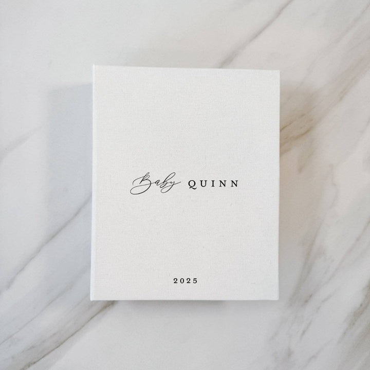 Elegant Baby Shower Photo Album Linen Finish Sage