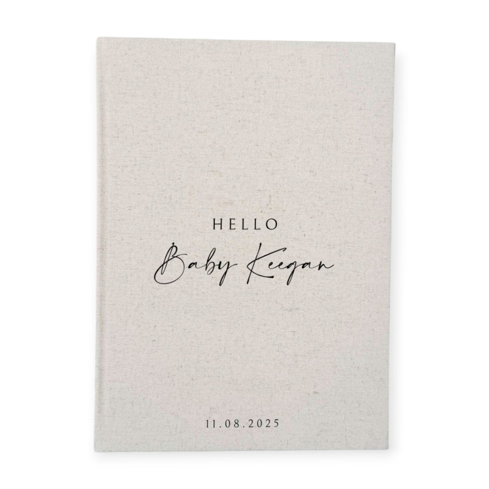 Timeless Baby Shower Guest Book A4 Sand Linen Album