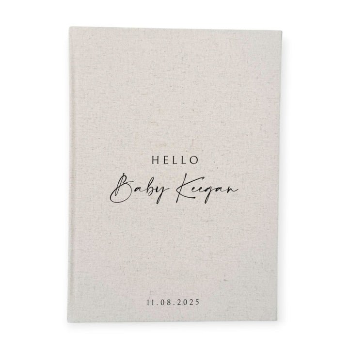 Timeless Baby Shower Guest Book A4 Sand Linen Album