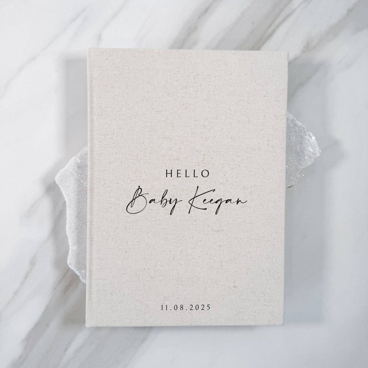 Timeless Baby Shower Guest Book A4 Sand Linen Album