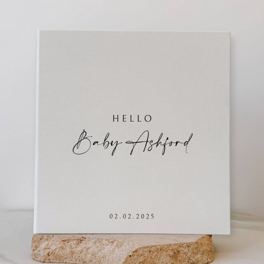 Classic Baby Shower Photo Album Self-Adhesive Binding Ivory Linen