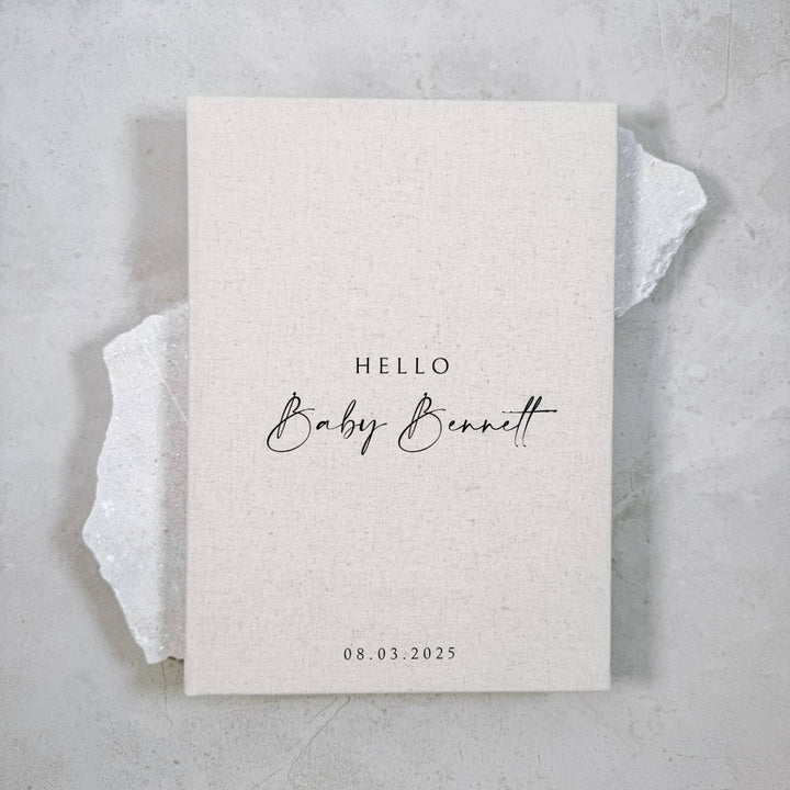 Timeless Baby Shower Guest Book A4 Sand Linen Album
