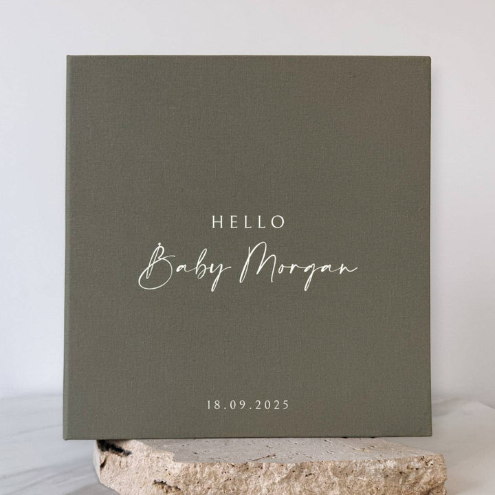 Classic Baby Shower Photo Album Self-Adhesive Binding Sand Linen