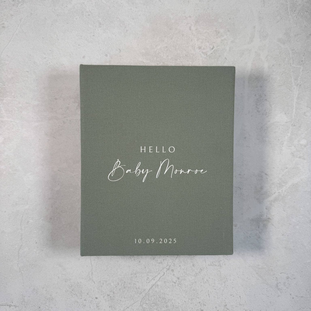 Classic Baby Shower Photo Album Linen Cover Ivory