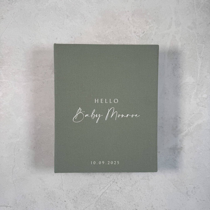 Classic Baby Shower Photo Album Linen Cover Ivory