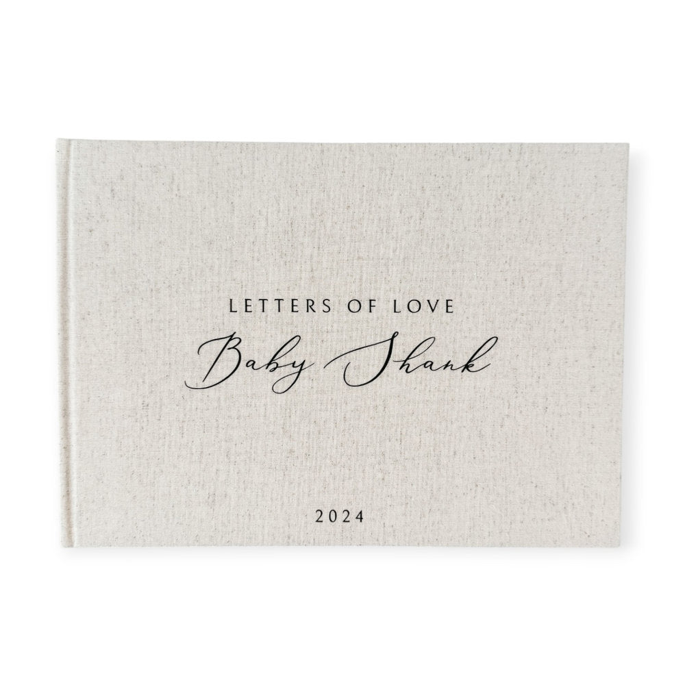 Classic Baby Shower Guest Book with Sand Linen Binding