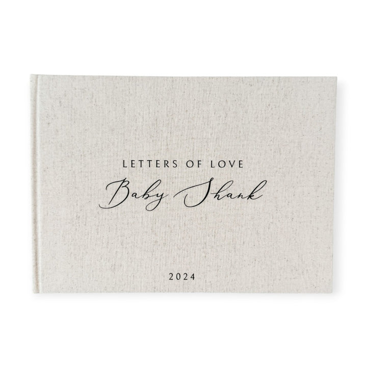 Classic Baby Shower Guest Book with Sand Linen Binding