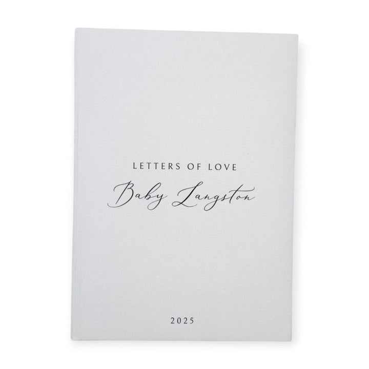 Baby Shower Guest Book Personalised White Linen Cover