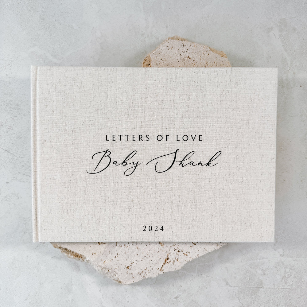 Classic Baby Shower Guest Book with Sand Linen Binding