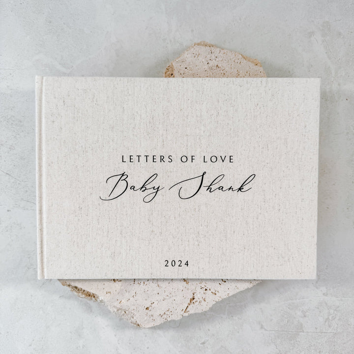 Classic Baby Shower Guest Book with Sand Linen Binding