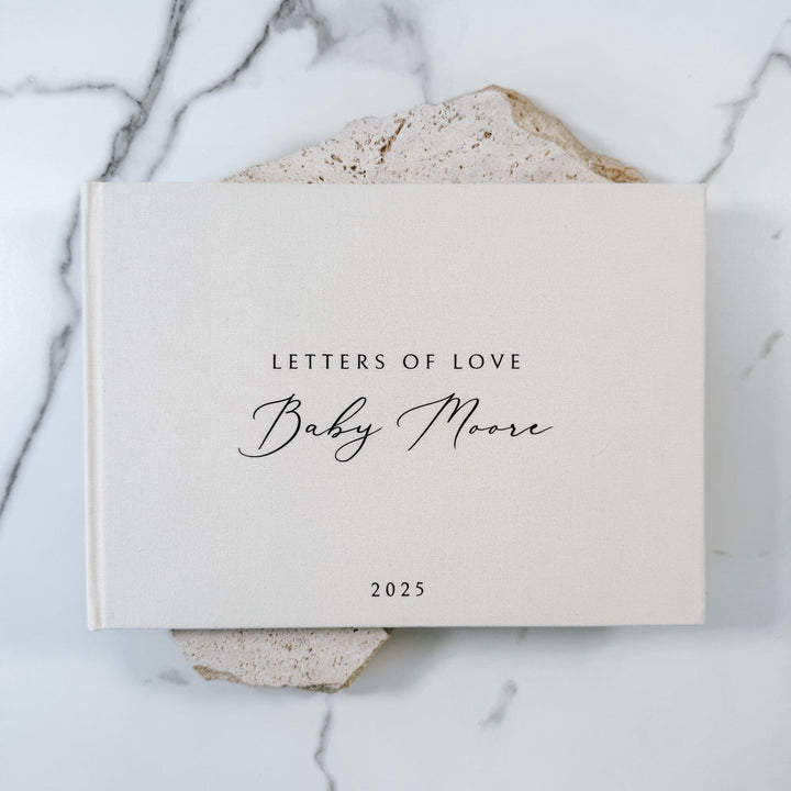 Classic Baby Shower Guest Book with Almond Linen Binding