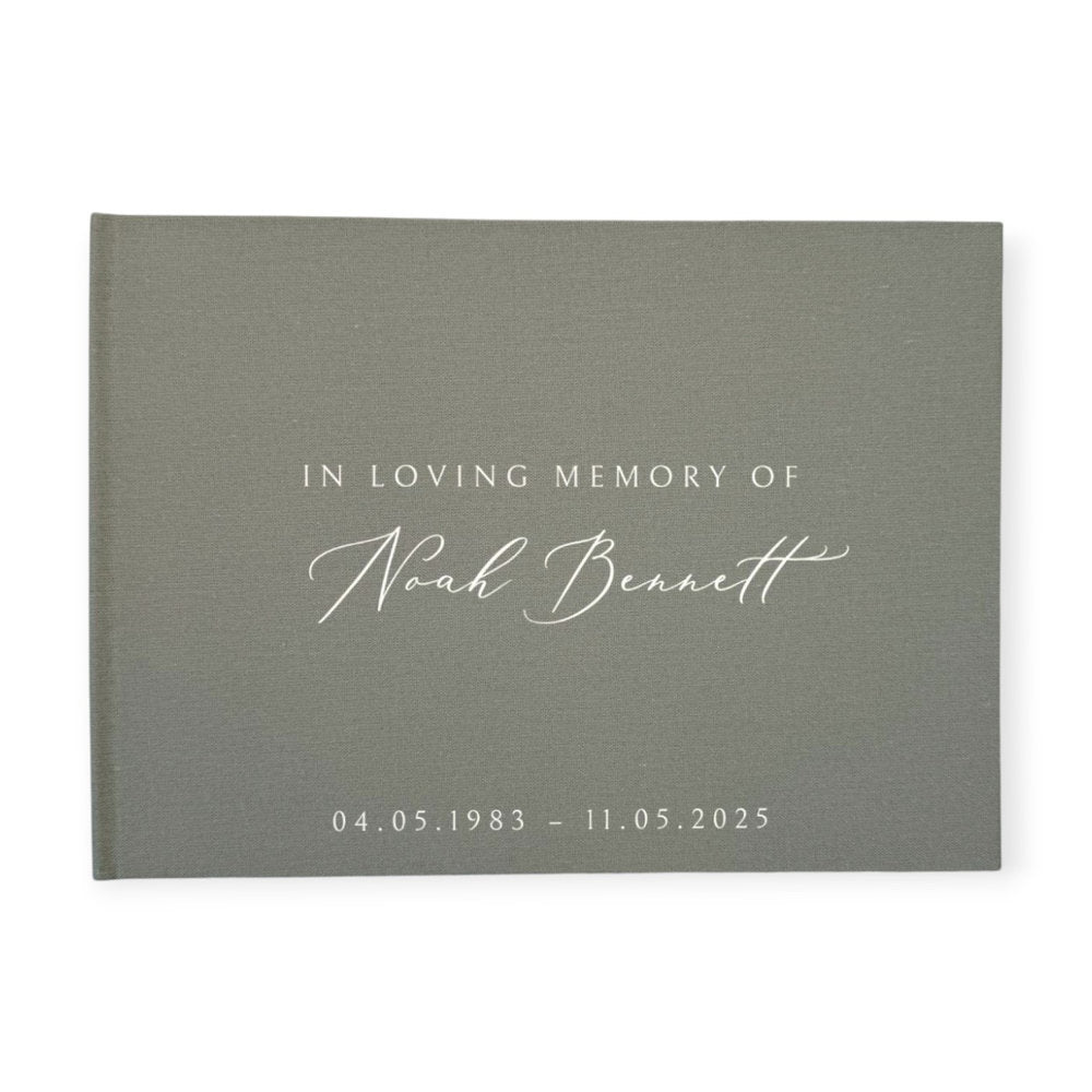 Memorial Guest Book with Sage Linen Cover