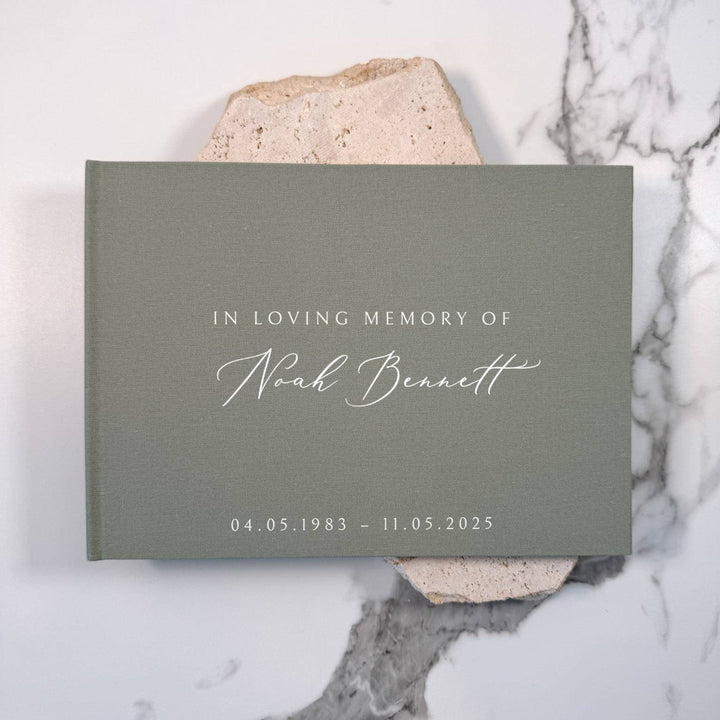 Memorial Guest Book with Sage Linen Cover