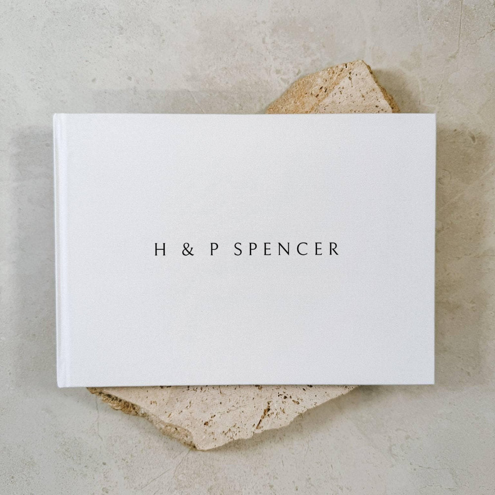 Linen Cover Guest Book for Wedding in White
