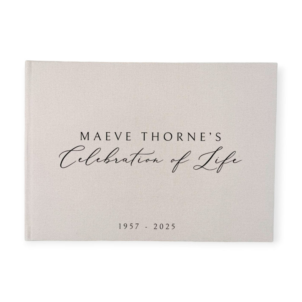 Celebration of Life Guest Book Grey Linen Cover