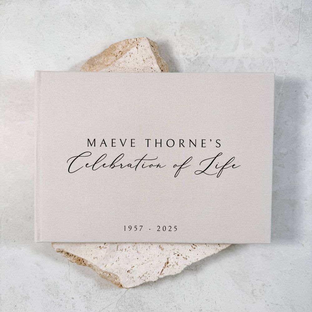 Celebration of Life Guest Book Grey Linen Cover