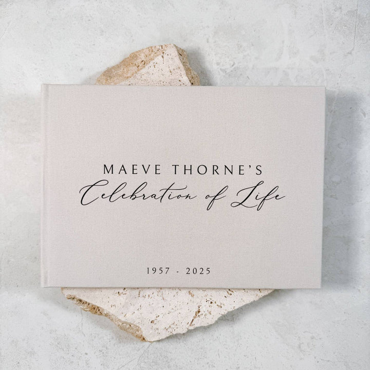 Celebration of Life Guest Book Grey Linen Cover
