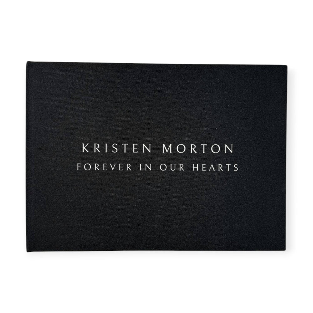 Funeral Guest Book with Black Linen Fabric Cover