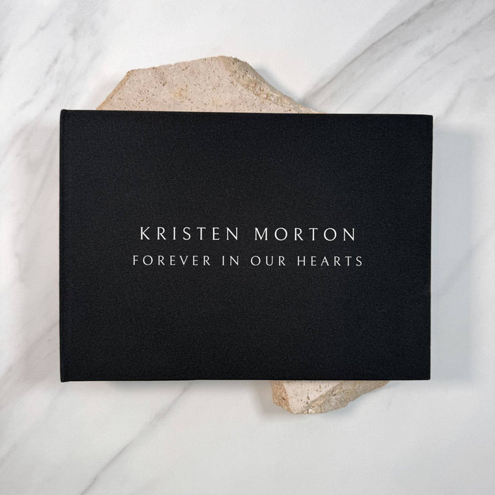 Funeral Guest Book with Black Linen Fabric Cover