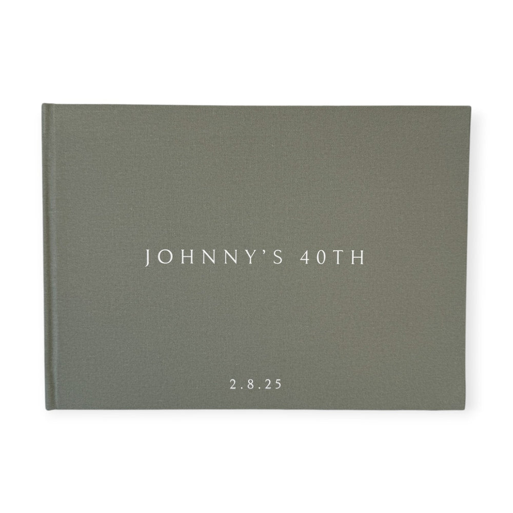 Birthday Guest Book with Sage Linen Cover