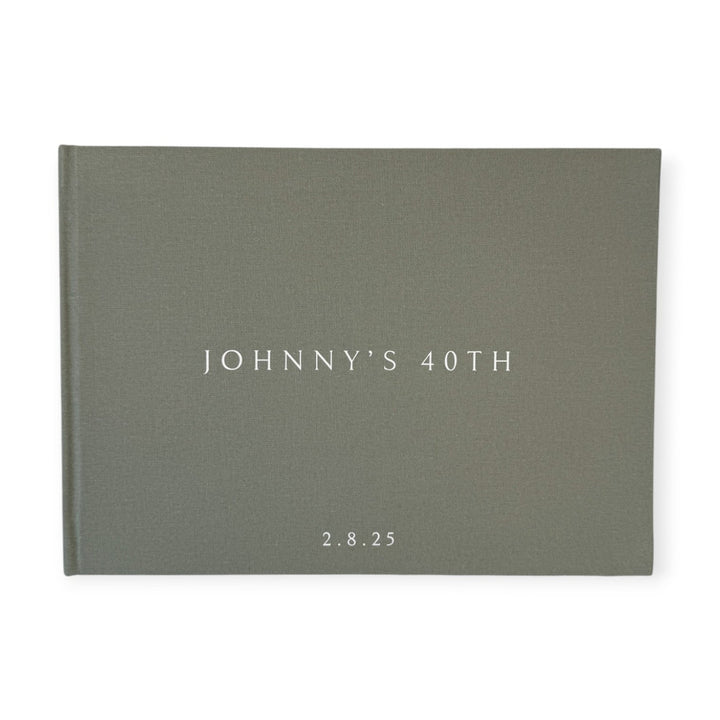 Birthday Guest Book with Sage Linen Cover
