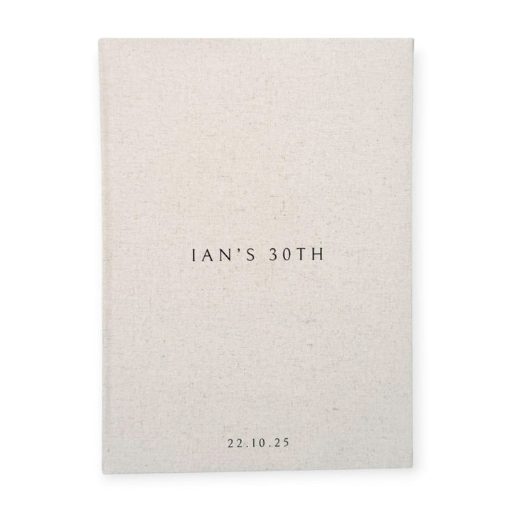 Custom Birthday Guest Book Sand Linen Cover