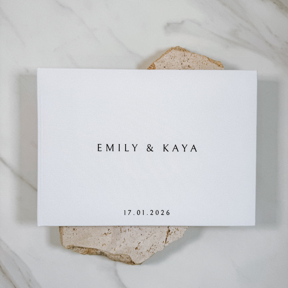 Wedding Guest Book Handmade in White Linen