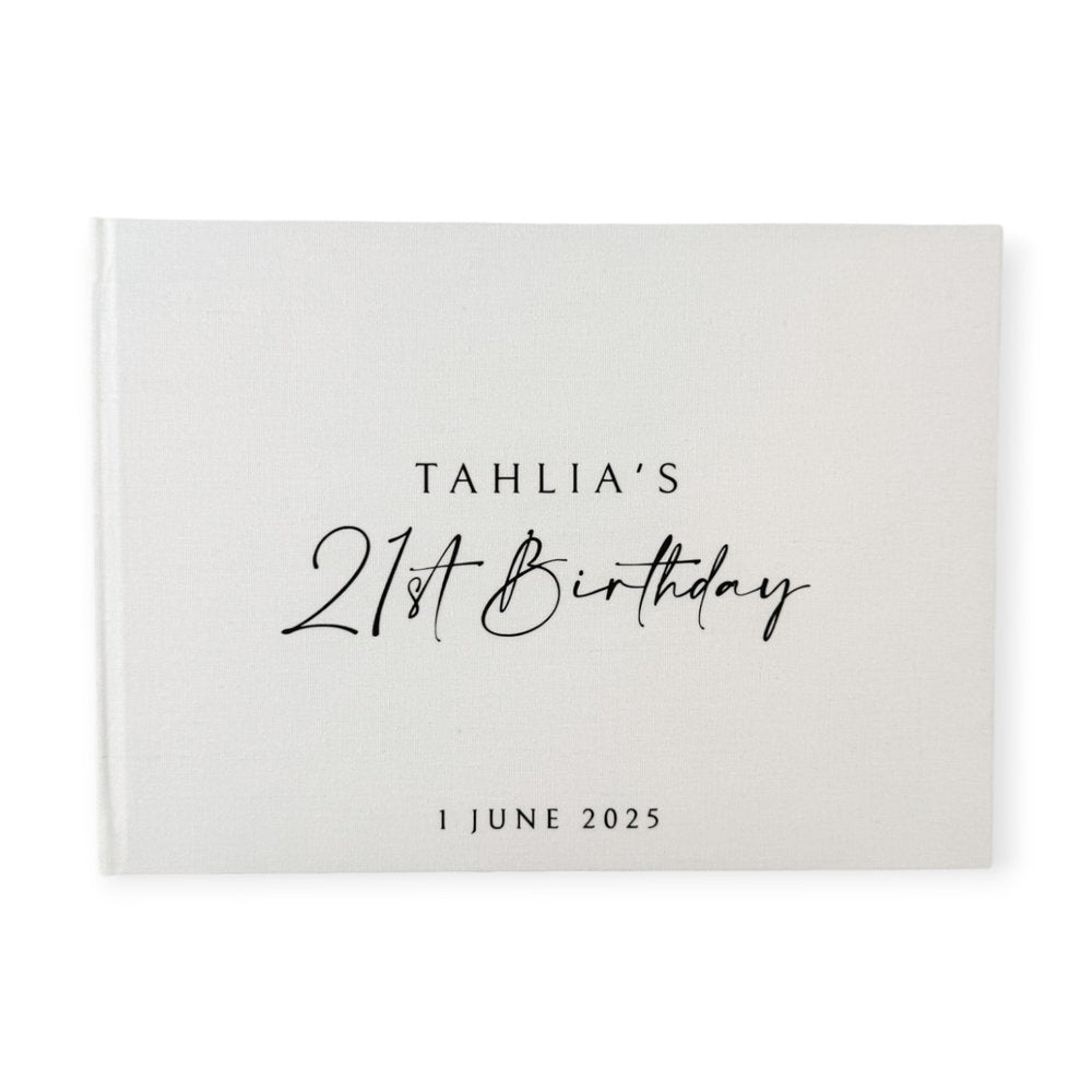 Personalised Birthday Guest Book A4 Ivory Linen