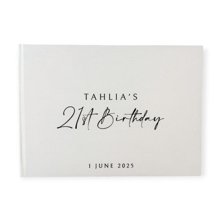 Personalised Birthday Guest Book A4 Ivory Linen