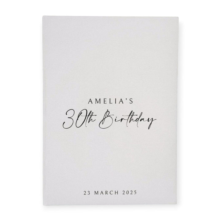 Elegant Birthday Guest Book White  Linen Album